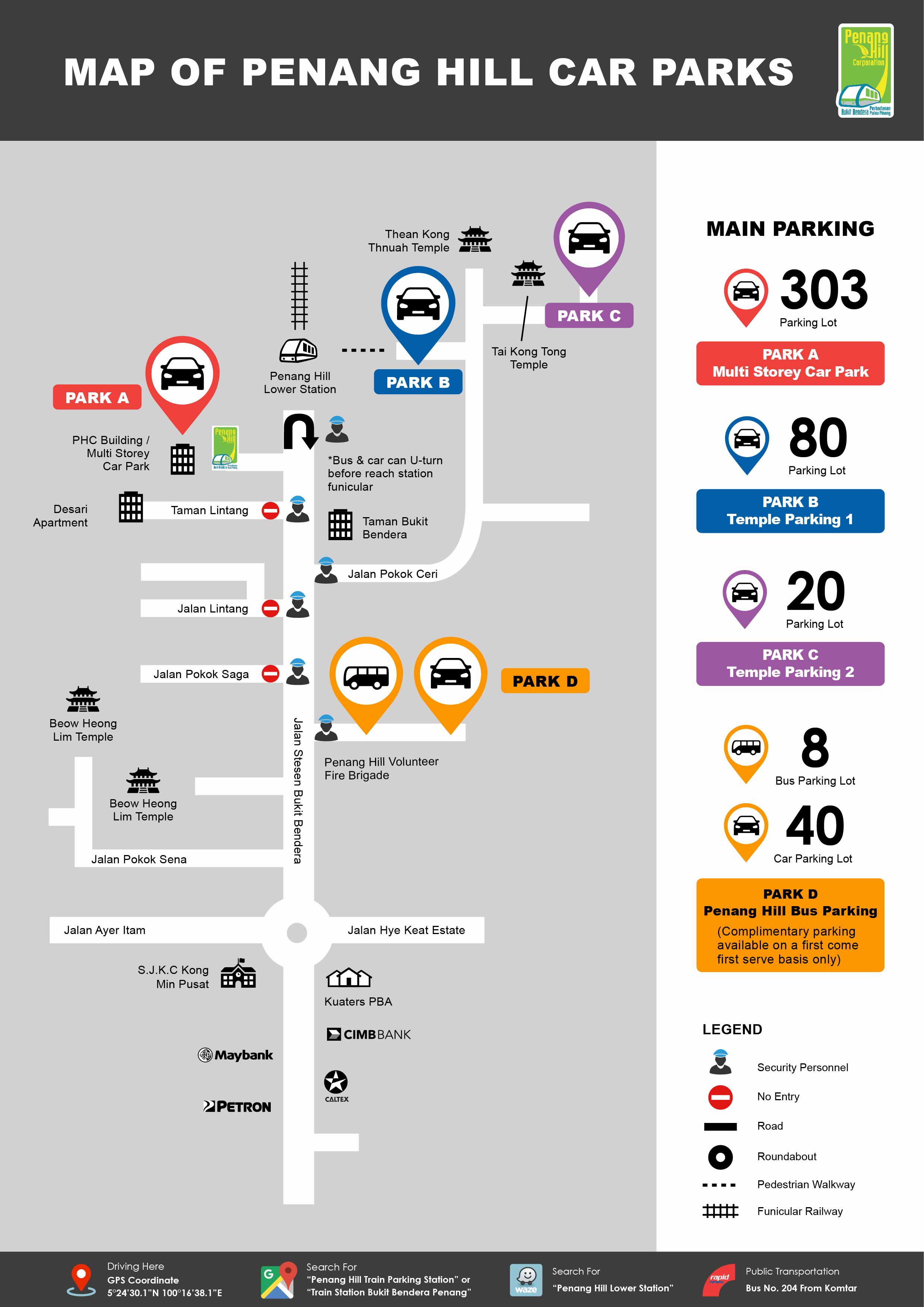 Map of Penang Hill Car Parks