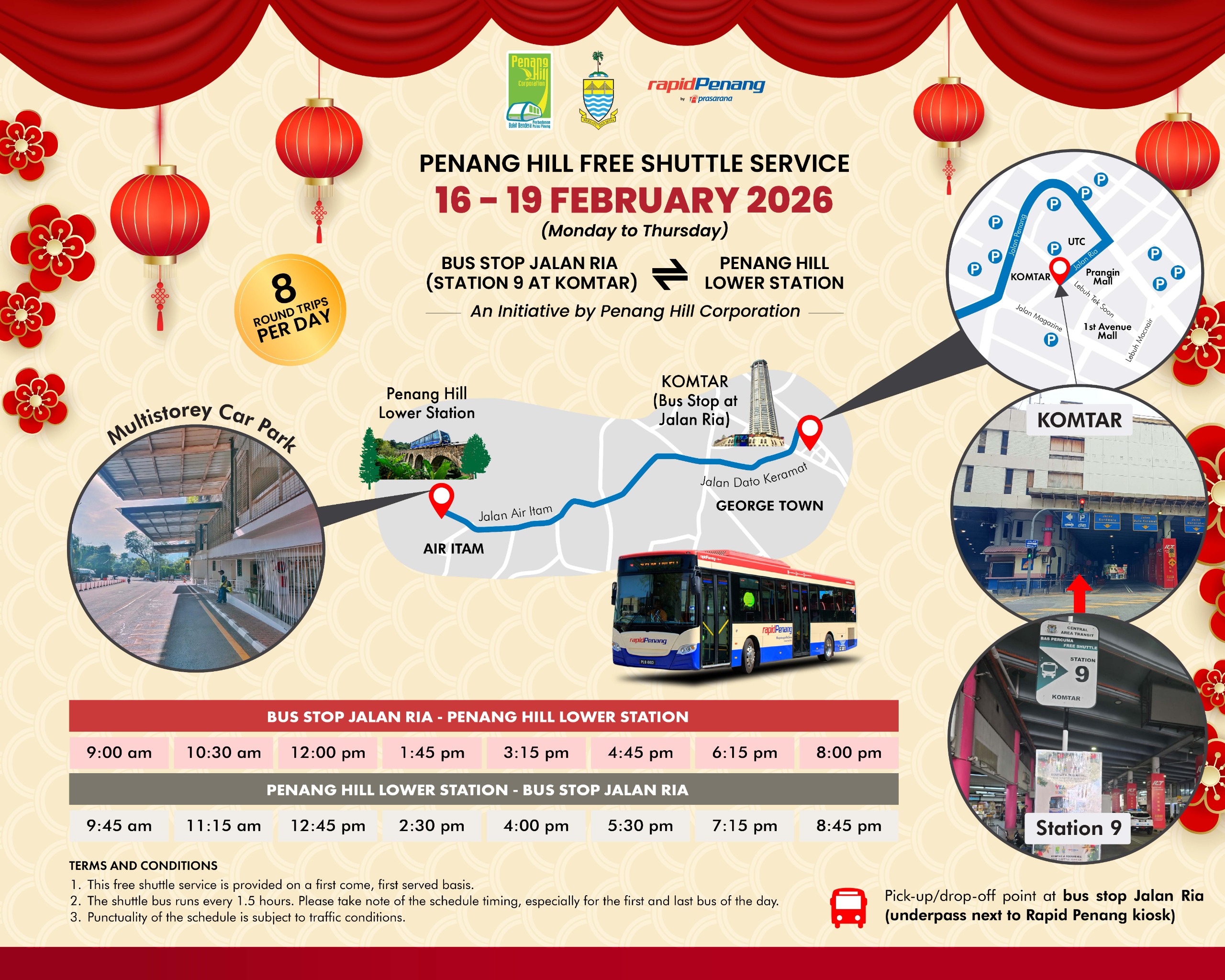 Penang Hill Free Shuttle Service Map